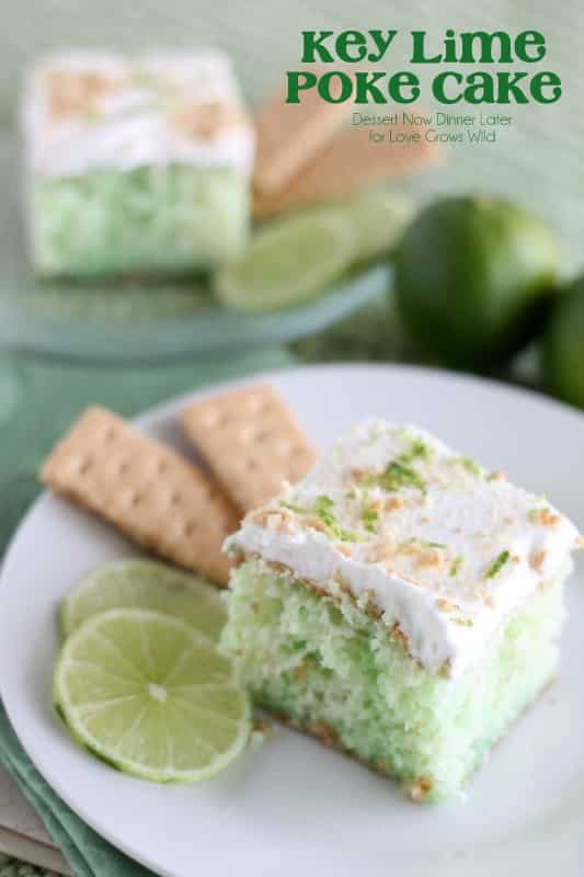 Moist, fluffy key lime cake with a lightly-sweetened whipped cream, topped with lime zest and graham cracker crumbs. This delicious citrus-inspired cake is like a sweet taste of summer!