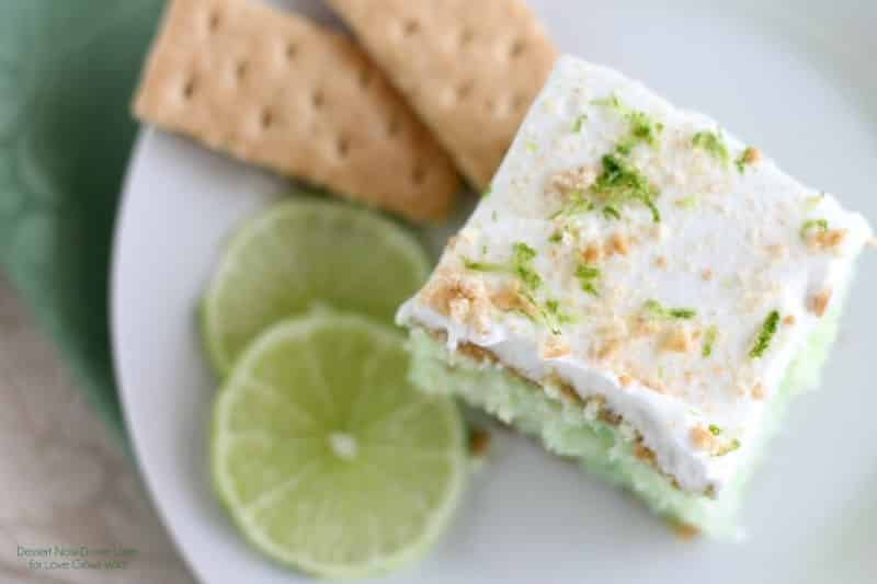 Moist, fluffy key lime cake with a lightly-sweetened whipped cream, topped with lime zest and graham cracker crumbs. This delicious citrus-inspired cake is like a sweet taste of summer!