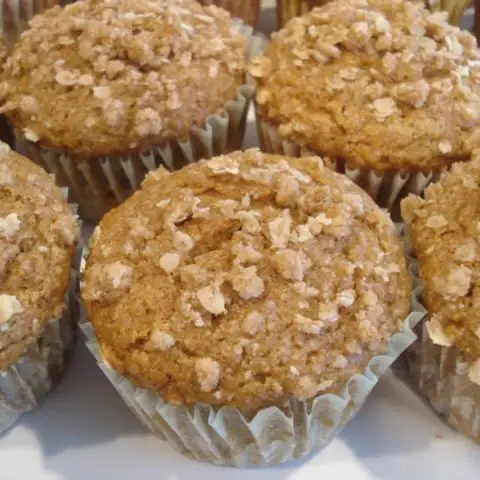 Spiced Pumpkin 'n' Cream Cheese Streusel Topped Muffins