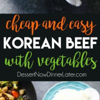 This cheap and easy Korean Beef recipe is made with ground beef instead of flank steak. It's simmered in a simple, yet flavorful sauce with added vegetables for a well-rounded meal. Serve with rice, and you've got a delicious dinner ready in 20 minutes or less!