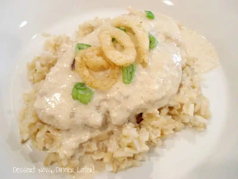 Onion and Cream Sauced Pork Chops