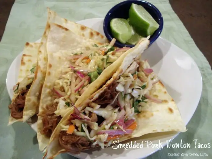 Shredded Pork Wonton Tacos