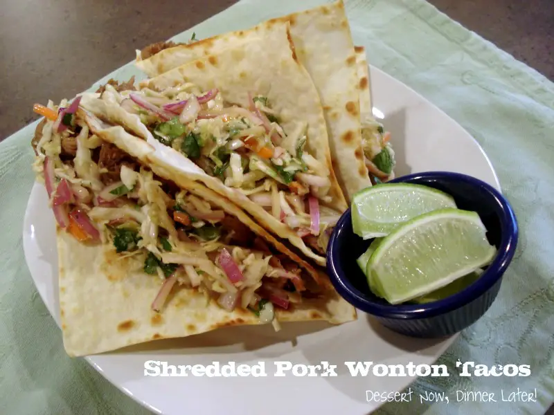 Shredded Pork Wonton Tacos