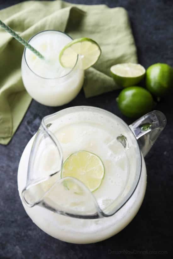 Brazilian Lemonade is actually a creamy limeade that is perfectly sweet and slightly tangy. The secret ingredient that makes it creamy will have you pouring glass after glass of this refreshing drink. Perfect for hot summer days, parties, and potlucks!