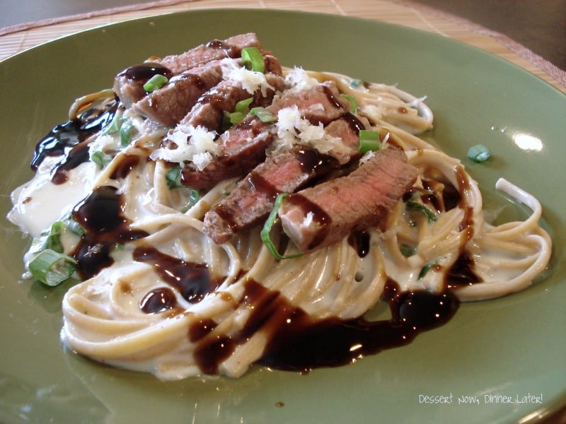 Steak Garlic Parmesan Linguini Dessert Now Dinner Later