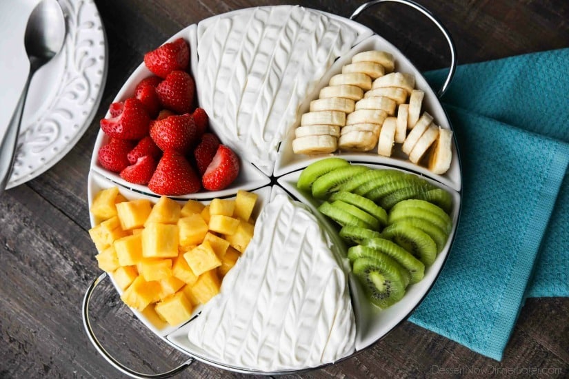 Coconut Cream Fruit Dip - This super easy 3-ingredient fruit dip is creamy and delicious paired with any fruit! A must for summer parties and potlucks, baby and bridal showers, or anytime!