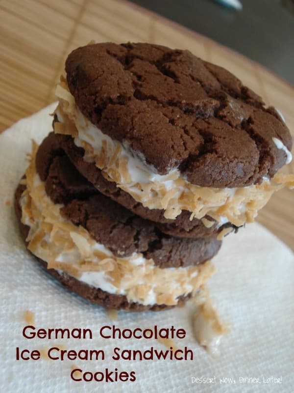 German Chocolate Cookie Ice Cream Sandwiches