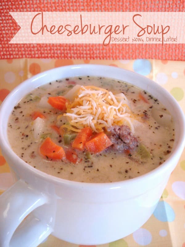 This creamy cheeseburger soup is full of hearty chunks of vegetables and beef with a slight kick of pepper jack cheese. Super comforting for the cold weather months!