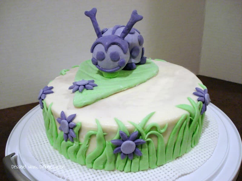 Ladybug Cake with Marshmallow Fondant Decorations