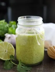 This Cilantro Lime Vinaigrette makes a great salad dressing or marinade for veggies and meat. It's creamy, tangy, and robust!