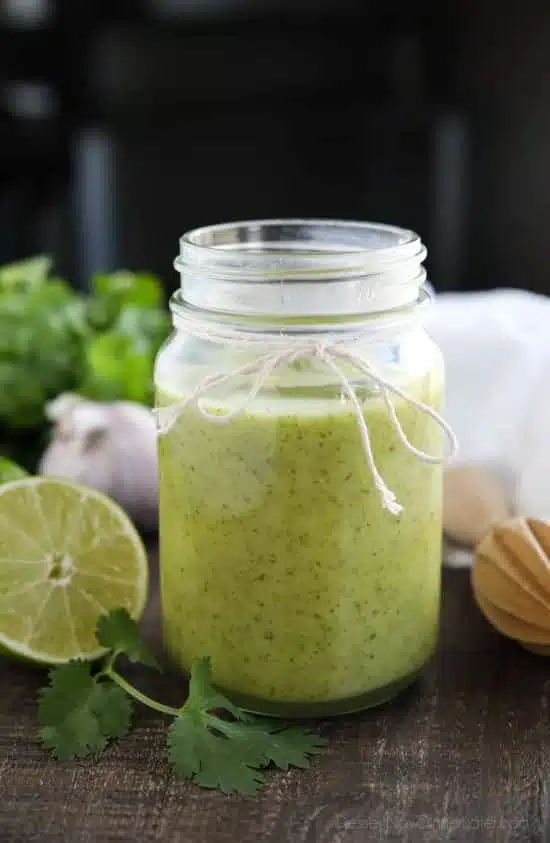 This Cilantro Lime Vinaigrette makes a great salad dressing or marinade for veggies and meat. It's creamy, tangy, and robust! 