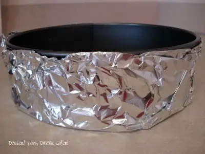 Pro Cheesecake Tip - Double wrap springform pan in heavy duty foil.