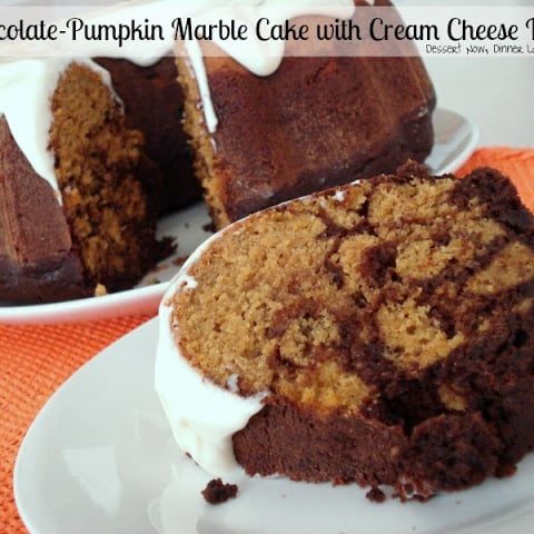 Chocolate-Pumpkin Marble Cake with Cream Cheese Icing