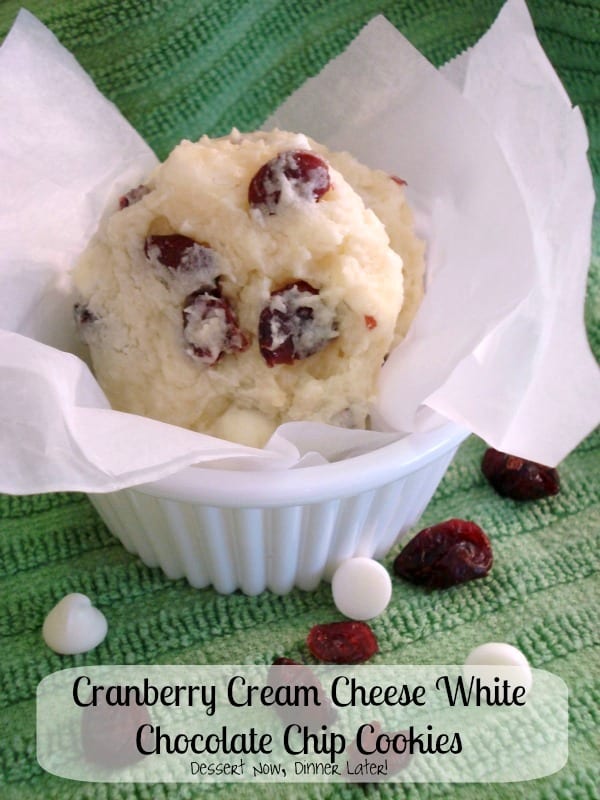 Cranberry Cream Cheese White Chocolate Chip Cookies are easily made with a sugar cookie mix, for a unique holiday cookie!