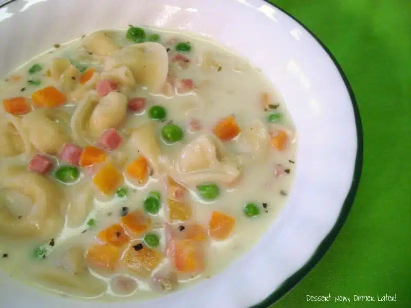 Creamy Ham & Vegetable Tortellini Soup