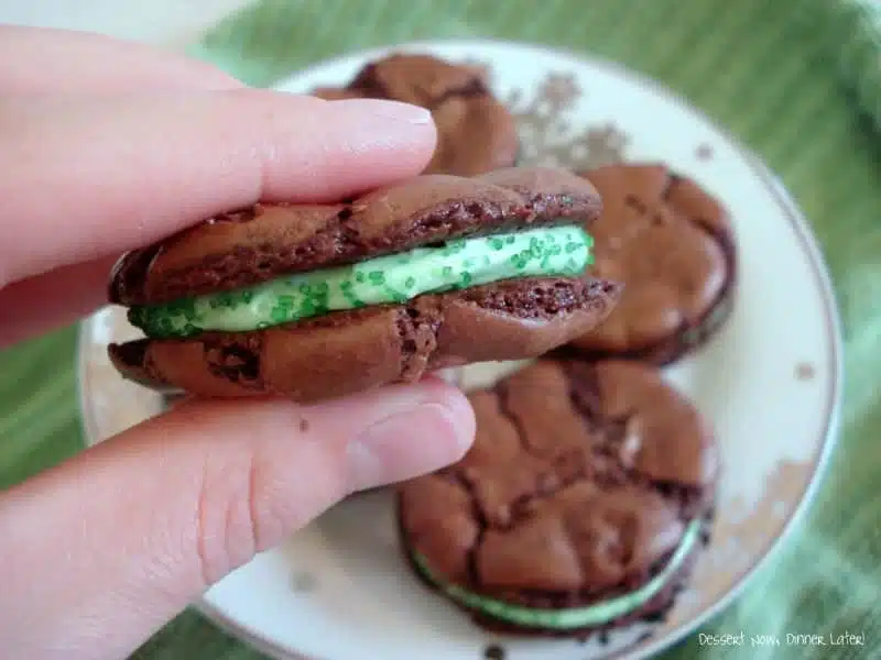 Creme De Menthe Brownie Sandwiches