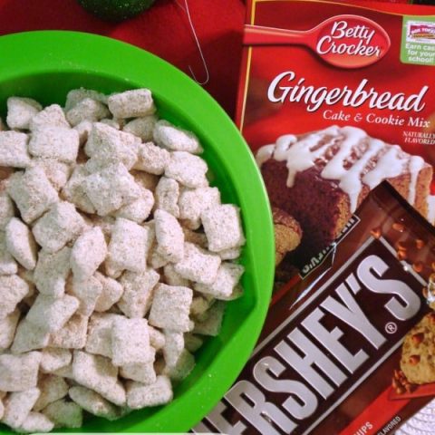 Gingerbread Puppy Chow is the perfect holiday snack with only 5 ingredients!