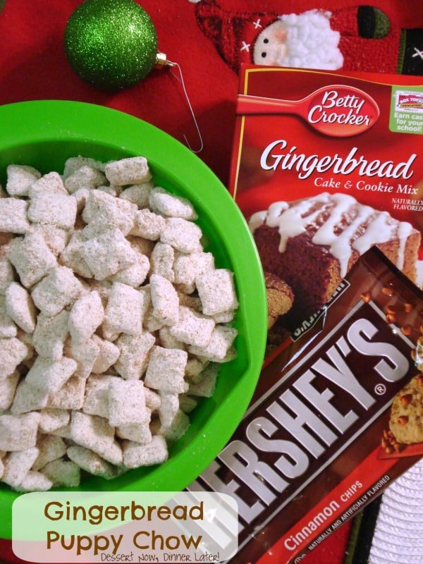 Gingerbread Puppy Chow is the perfect holiday snack with only 5 ingredients!