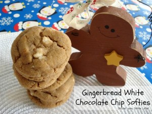 Gingerbread White Chocolate Chip Softies are tender and chewy with molasses and spices for the perfect holiday cookie!