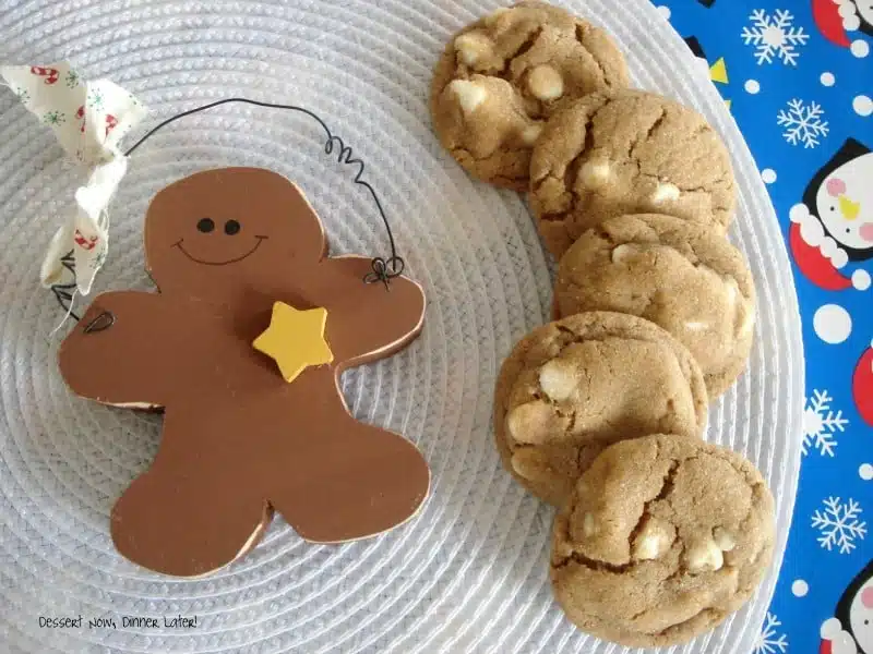 Gingerbread White Chocolate Chip Softies are tender and chewy with molasses and spices for the perfect holiday cookie!