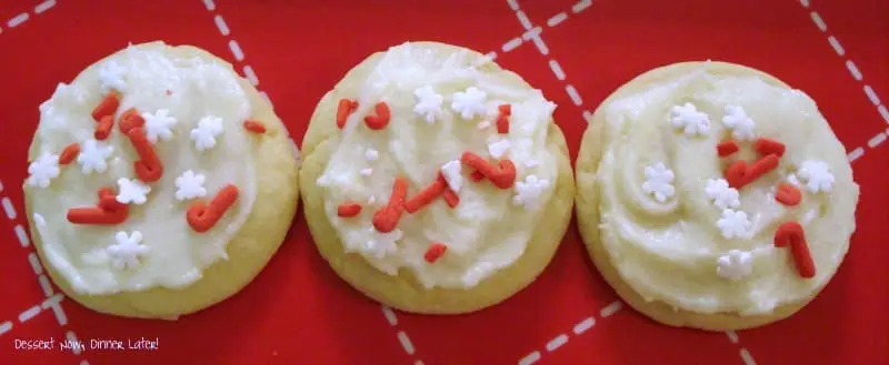 No Roll Frosted Sugar Cookies are so soft, chewy, and easy to make! No rolling and cutting required!