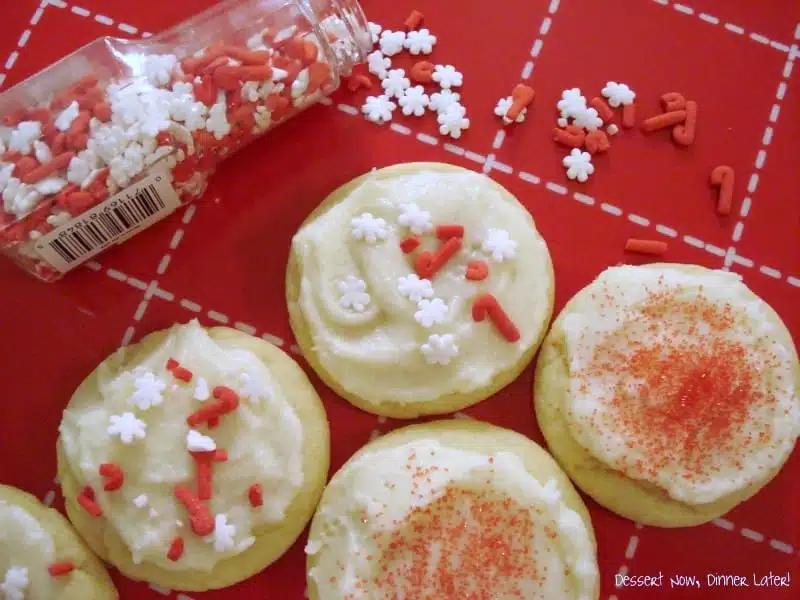 No Roll Frosted Sugar Cookies are so soft, chewy, and easy to make! No rolling and cutting required!