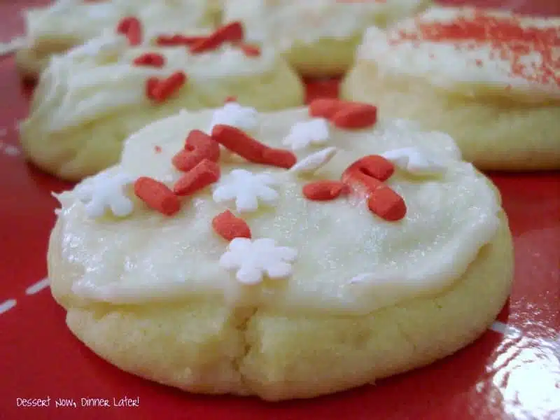 No Roll Frosted Sugar Cookies are so soft, chewy, and easy to make! No rolling and cutting required!