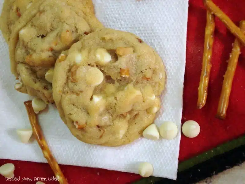 Pretzel White Chocolate Chip Cookies are both sweet and salty!