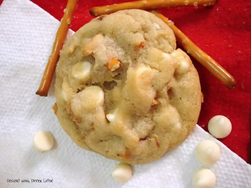 Pretzel White Chocolate Chip Cookies are both sweet and salty!