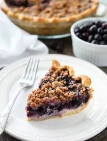 Layers of fruit and cheesecake make this Blueberry Cream Pie a special treat. The streusel topping adds an extra layer of flavor and texture that will have you savoring every bite.