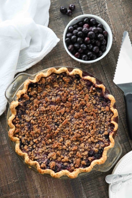 Layers of fruit and cheesecake make this Blueberry Cream Pie a special treat. The streusel topping adds an extra layer of flavor and texture that will have you savoring every bite.