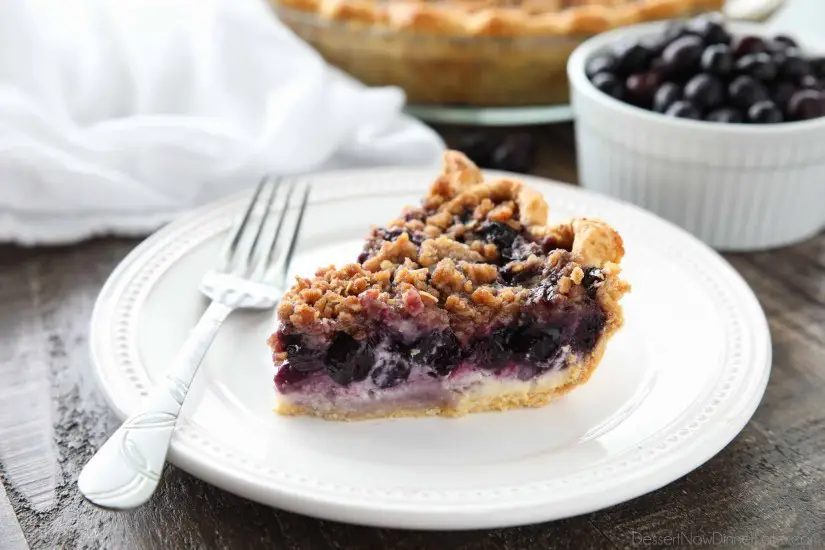 Layers of fruit and cheesecake make this Blueberry Cream Pie a special treat. The streusel topping adds an extra layer of flavor and texture that will have you savoring every bite.