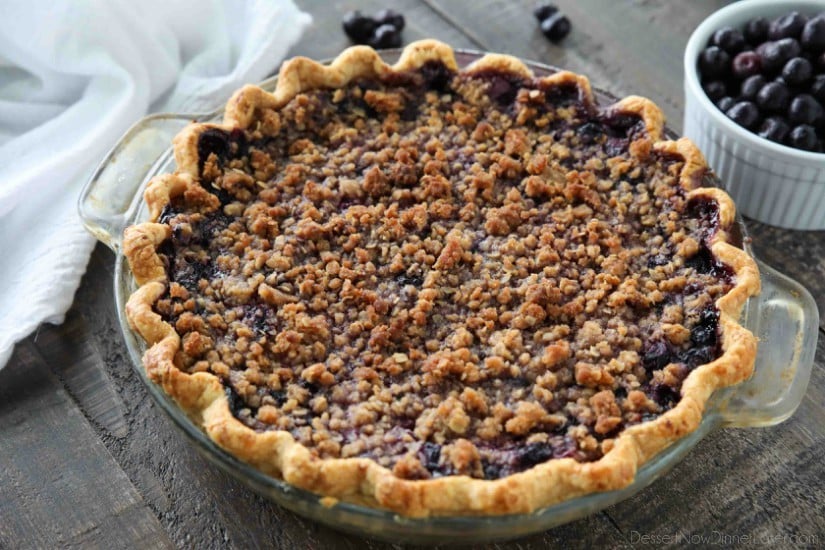 Layers of fruit and cheesecake make this Blueberry Cream Pie a special treat. The streusel topping adds an extra layer of flavor and texture that will have you savoring every bite.
