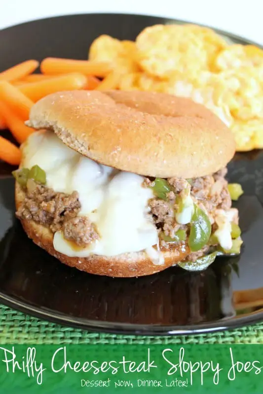 These Philly Cheesesteak Sloppy Joes have your favorite philly ingredients of peppers, onions, and melty cheese wrapped up in a beefy sloppy joe sandwich!