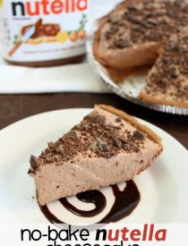 No-Bake Nutella Cheesecake is made with only 6 ingredients for a frozen chocolate dessert worth gawking over!