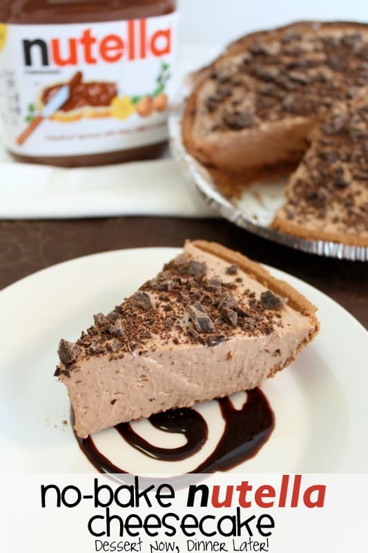 No-Bake Nutella Cheesecake is made with only 6 ingredients for a frozen chocolate dessert worth gawking over!