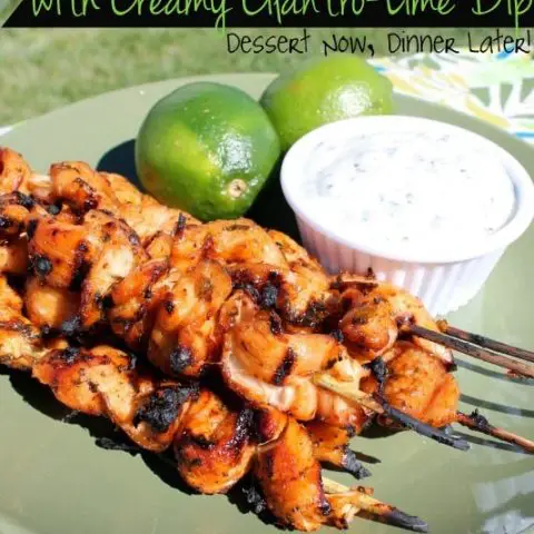 Chipotle Chicken Skewers with Creamy Cilantro Lime Dip