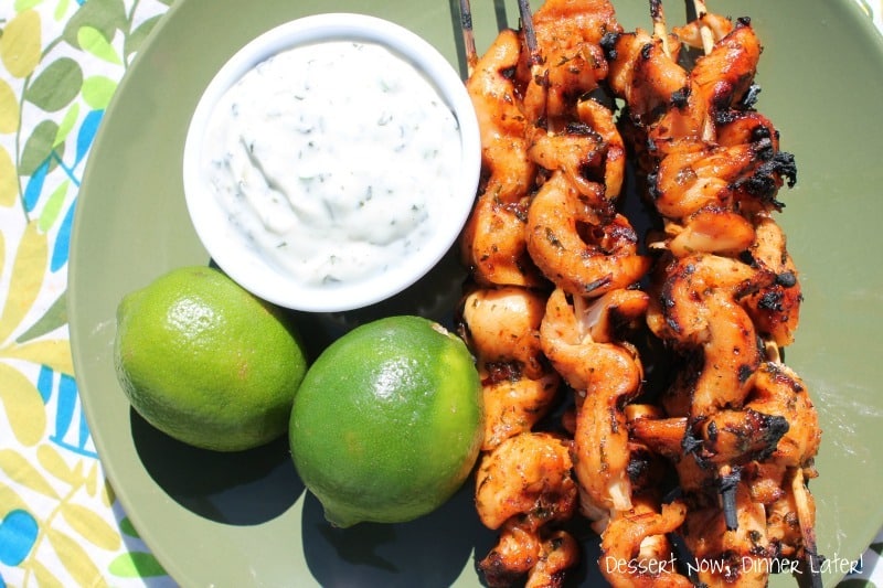 Chipotle Chicken Skewers with Creamy Cilantro Lime Dip