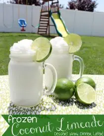 2 ingredients plus ice and a little water gets you this refreshing Frozen Coconut Limeade! A perfect summer drink the whole family can enjoy!