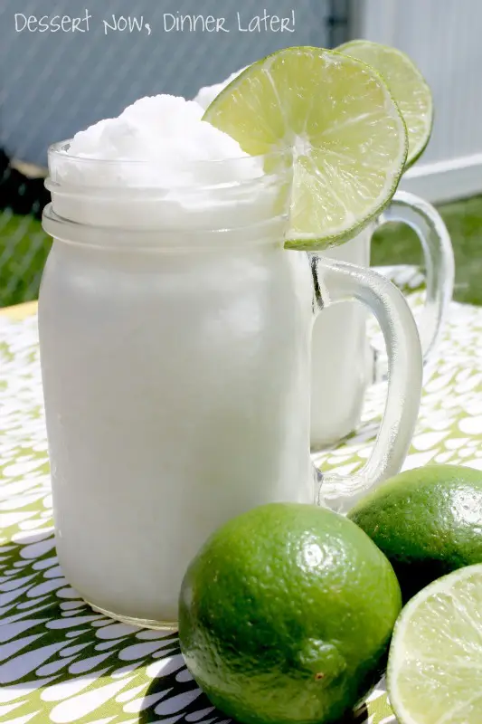 2 ingredients plus ice and a little water gets you this refreshing Frozen Coconut Limeade!  A perfect summer drink the whole family can enjoy!