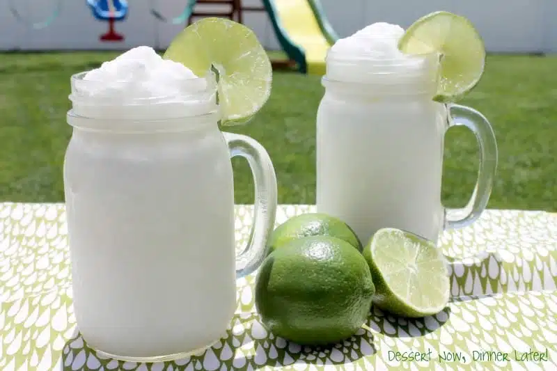 2 ingredients plus ice and a little water gets you this refreshing Frozen Coconut Limeade!  A perfect summer drink the whole family can enjoy!