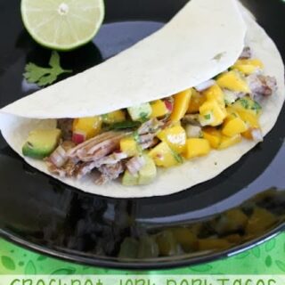 Crockpot Jerk Pork Tacos with Avocado & Mango Salsa