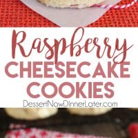 Raspberry Cheesecake Cookies are soft, chewy, and fruity! The best part is that they are made with a muffin mix which makes it a super easy dessert!