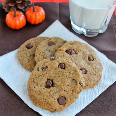 Chewy Pumpkin Chocolate Chip Cookies {NOT CAKEY}
