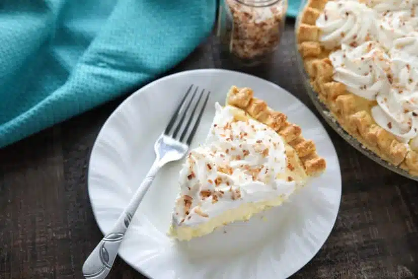 This Easy Coconut Cream Pie is light, delicious, and simple using instant coconut pudding, whipped cream, and toasted coconut.