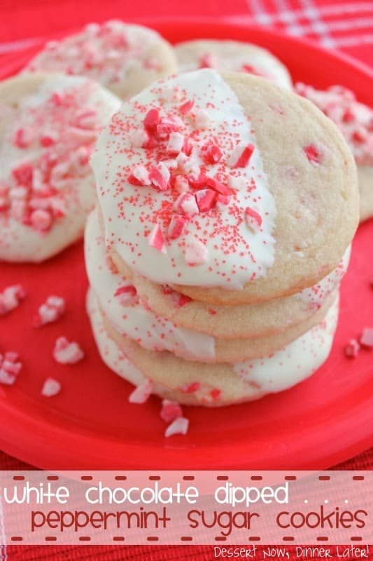 White Chocolate Dipped Peppermint Sugar Cookies
