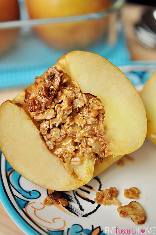 Baked Stuffed Apples with Peanut Butter Granola