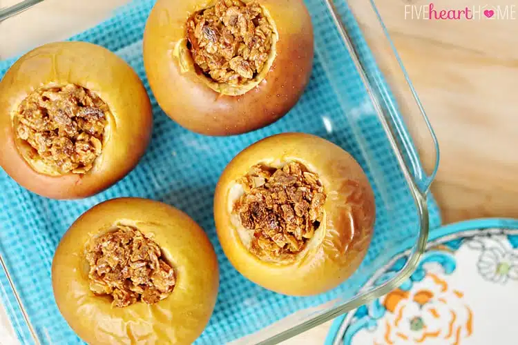 Baked Stuffed Apples with Peanut Butter Granola | {Five Heart Home for Dessert Now, Dinner Later}