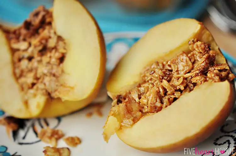 Baked Stuffed Apples with Peanut Butter Granola | {Five Heart Home for Dessert Now, Dinner Later}