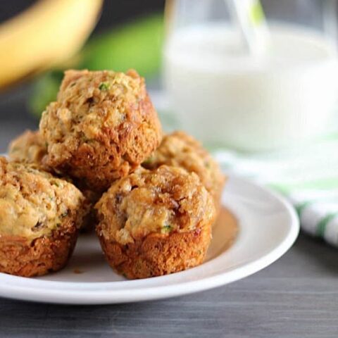 Healthy Banana-Zucchini Mini Crumb Muffins